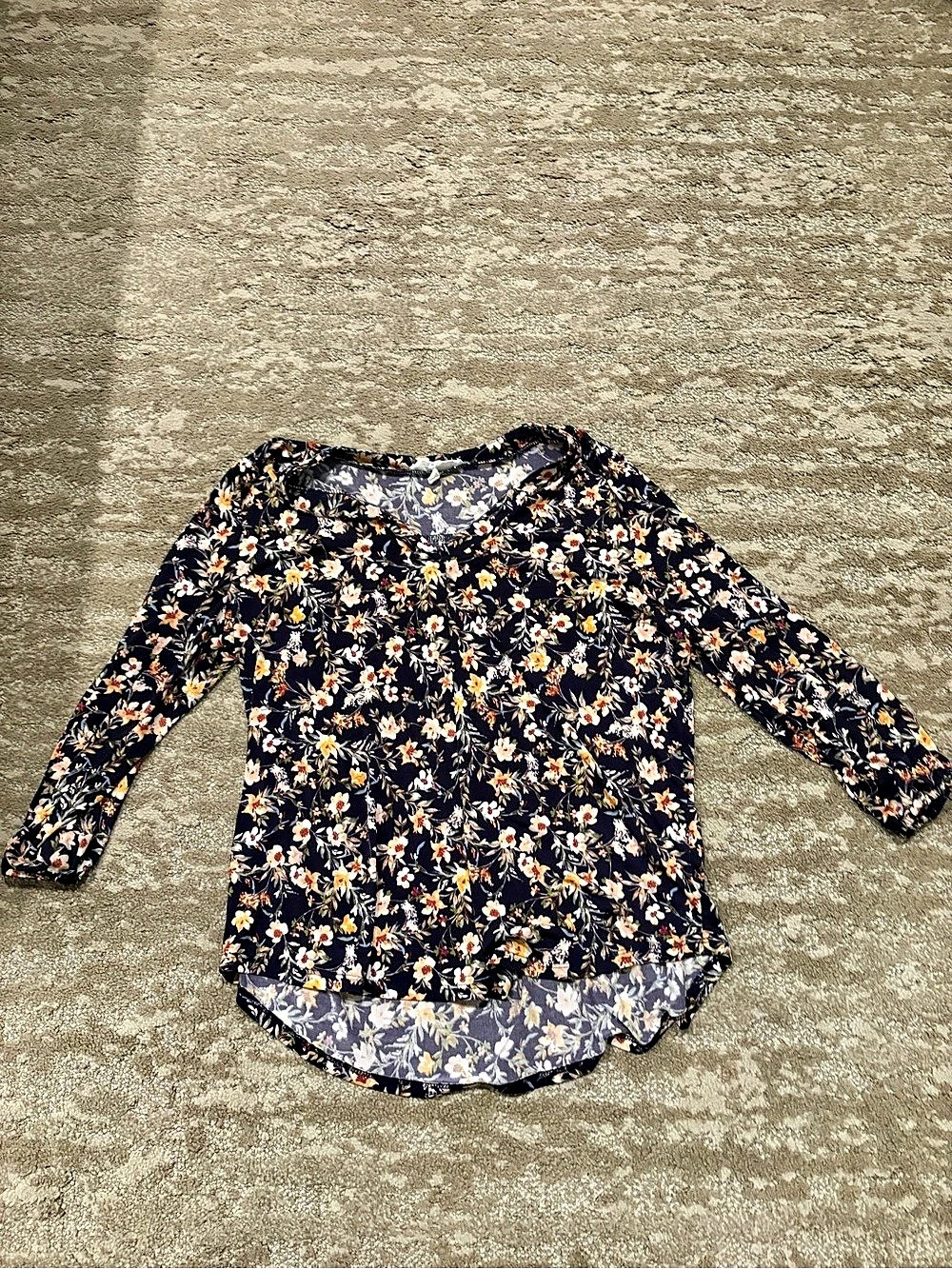 Floral Long Sleeve Blouse in Black & Multicolor
